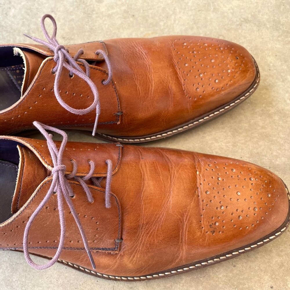 Ted Baker Marar men's medallion toe derby, cognac tan, size 11 US, size 44 EU